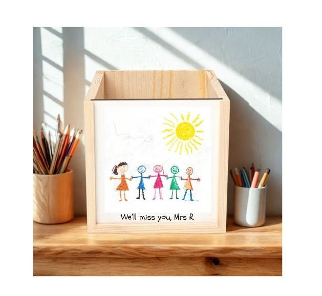 Personalised Children’s Artwork Wooden Pencil Pot 🎨✏️