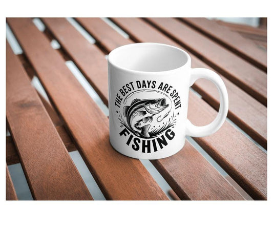 Fishing Mug with Custom Name – “The Best Days Are Spent Fishing” – Ceramic Gift for Anglers