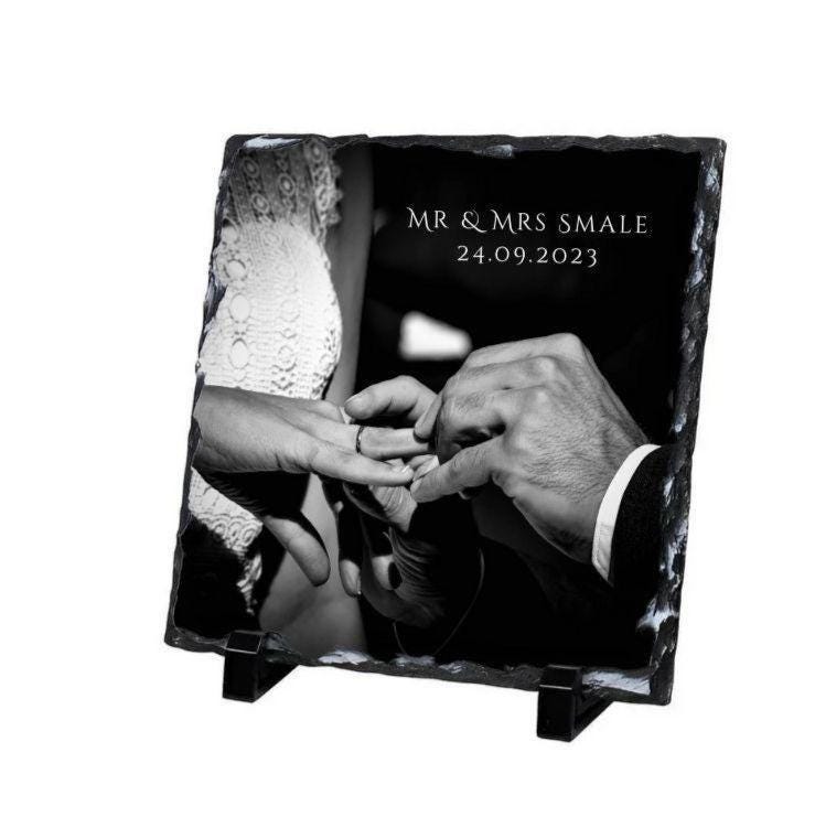 Personalised Photo Slate: Glossy Rock Keepsake - 20x20cm Square