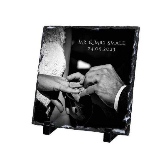 Personalised Photo Slate: Glossy Rock Keepsake - 20x20cm Square