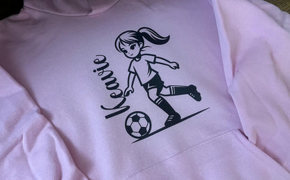 Girls Football Hoodie – Personalised Soccer Sweatshirt for Young Athletes