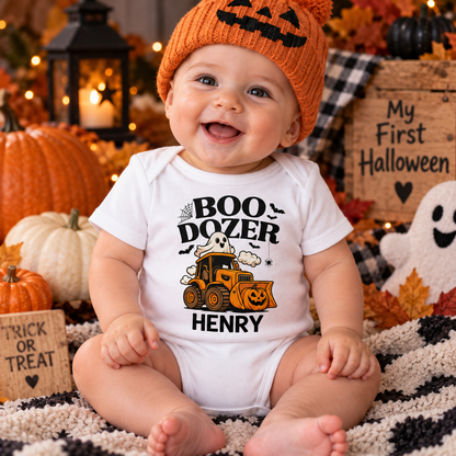 Personalised “Boo Dozer” Baby’s First Halloween Vest