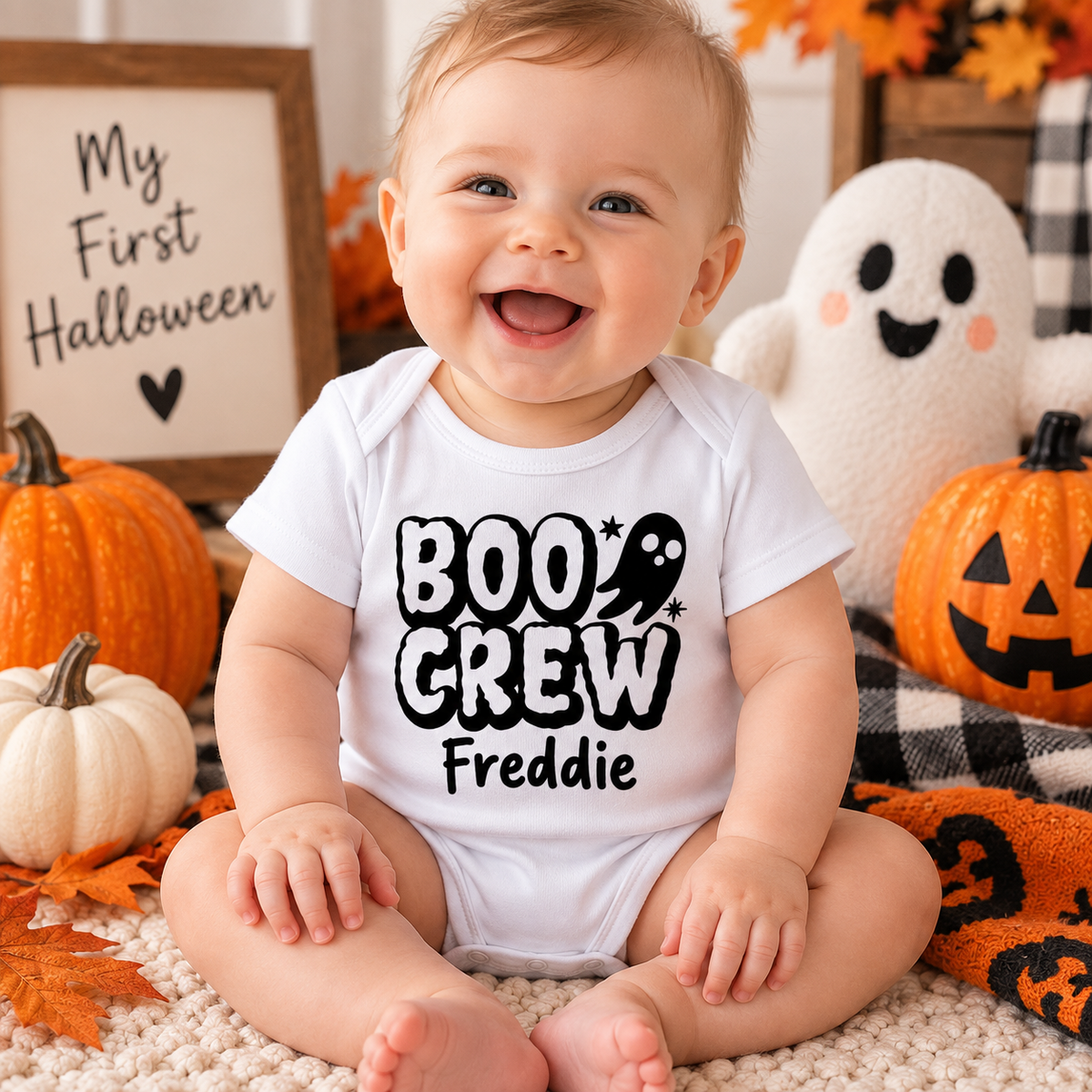 Personalised “BOO CREW” Baby’s First Halloween Vest