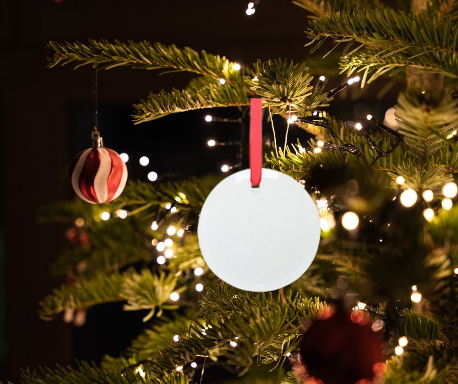 Personalised Round Glass Photo Bauble 3"