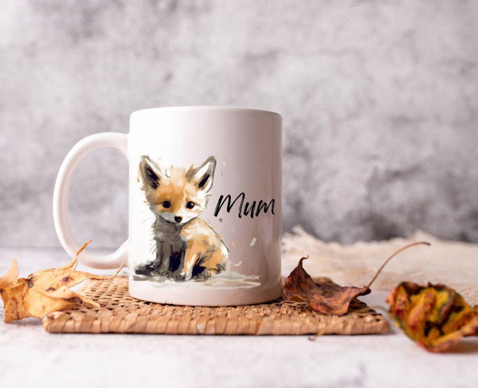 Personalised Baby Fox Ceramic Mug – Cute Woodland Animal Gift