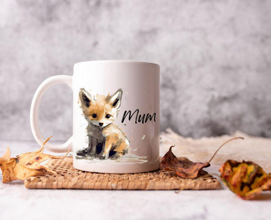 Personalised Baby Fox Ceramic Mug – Cute Woodland Animal Gift