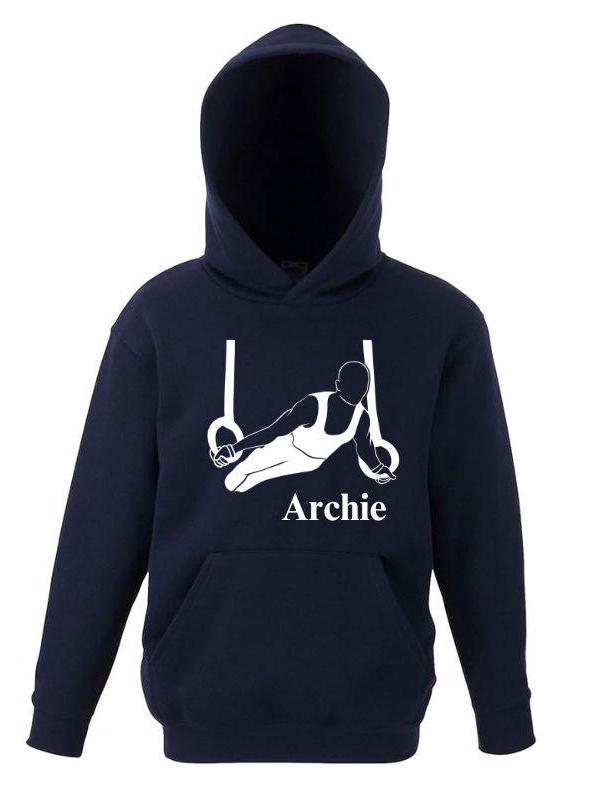 Personalised Kids’ Gymnastics Hoodie – Male Gymnast Design