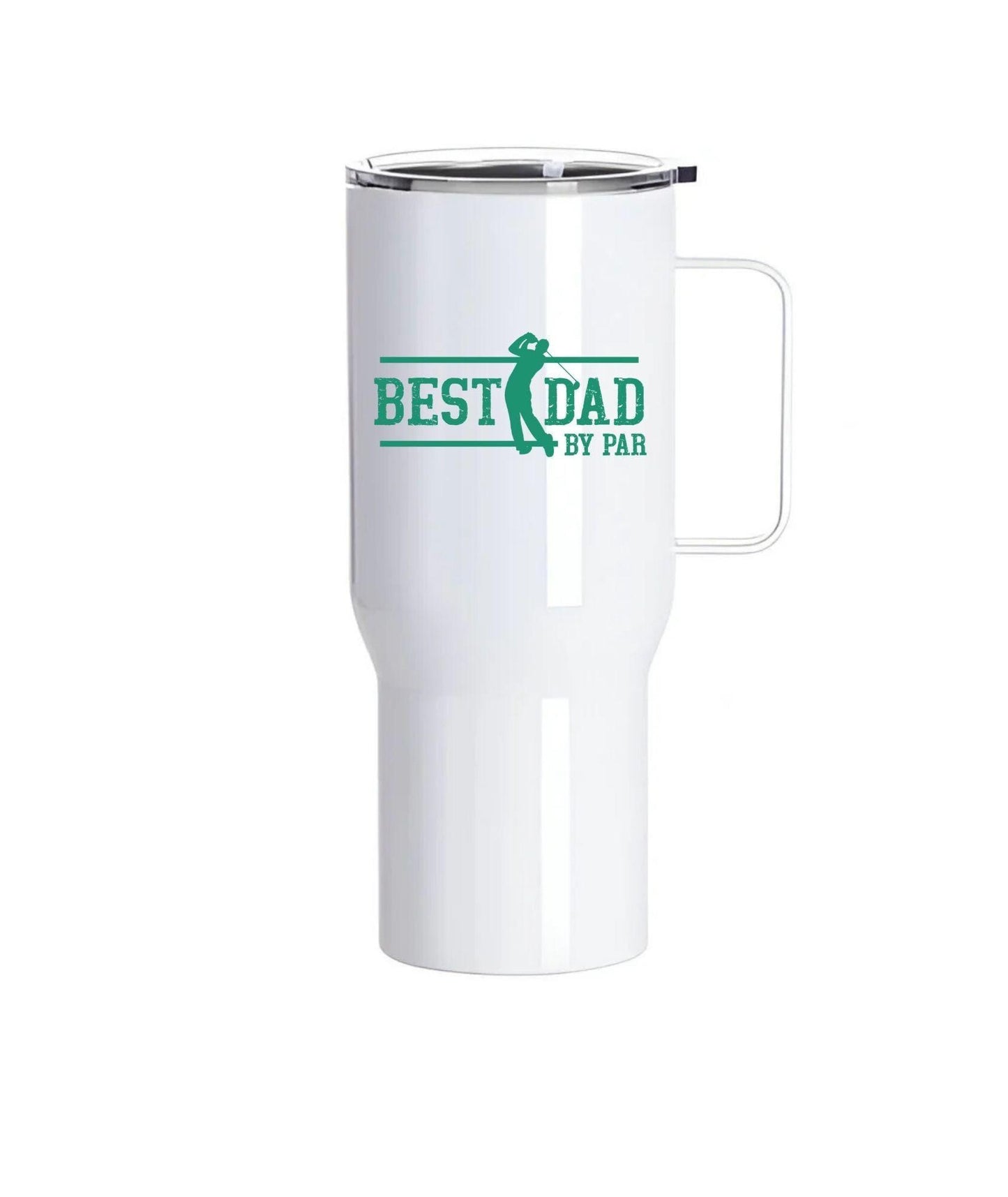 Best Dad by Par – 25oz White Stainless Steel Golf Tumbler
