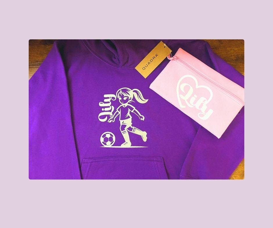 Girls Football Hoodie – Personalised Soccer Sweatshirt for Young Athletes