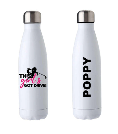 Personalised Golf Water Bottle – “This Girl’s Got Drive”