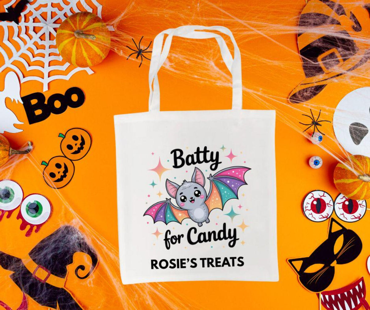 Personalised “Batty for Candy” Halloween Trick or Treat Tote Bag