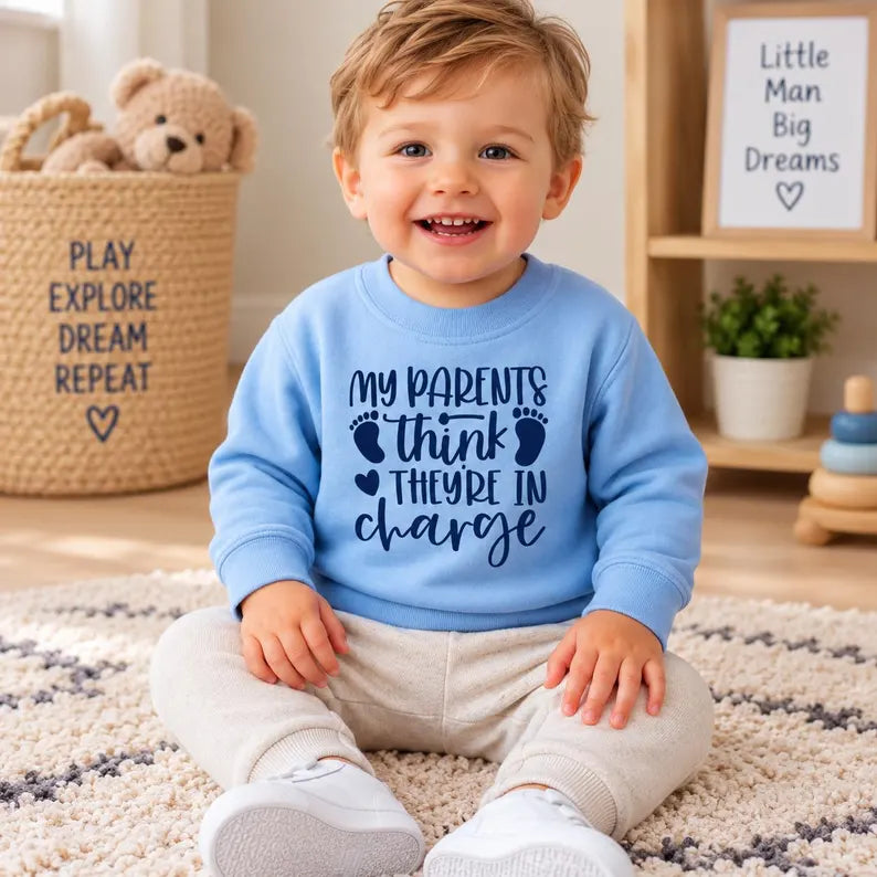 Personalised Baby Sweatshirt – My Parents Think They’re In Charge