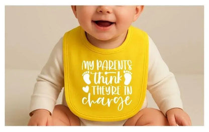 Personalised “My Parents Think They’re In Charge” Baby Bib