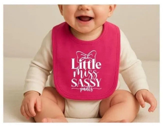 Personalised “Little Miss Sassy Pants” Baby Bib